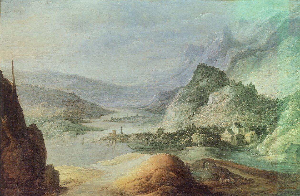 Landskap av fjell, av Josse de Monper (1564-1635) av Joos or Josse de The Younger Momper