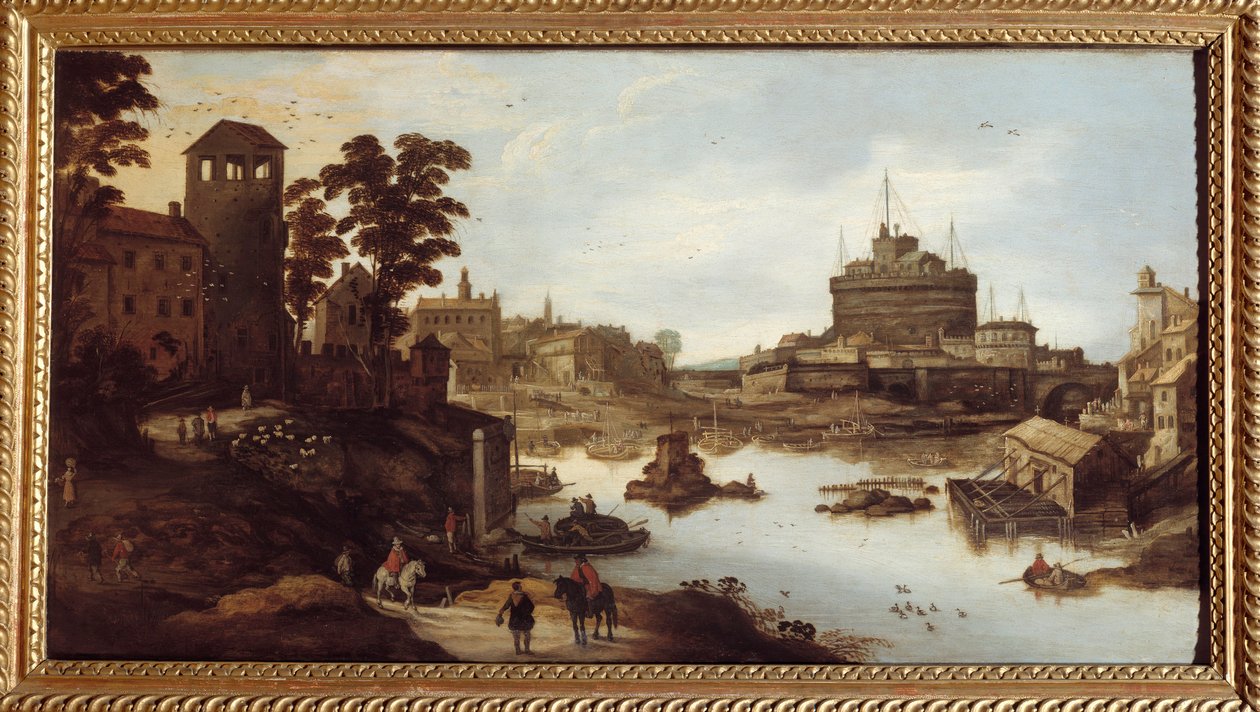 Utsikt over Tiberen (Tevere) og Castel Sant