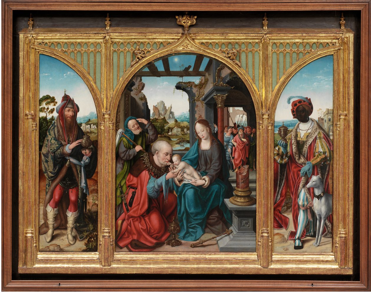 Adoration of the Magi, ca. 1525 (olje på eikepaneler) av Joos van Cleve