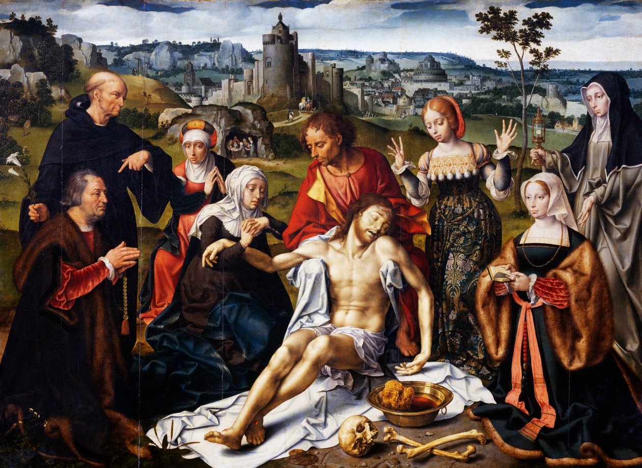 Deponering av Kristus, detalj fra altertavlen av avsetningen fra kirken til de små brødrene i Genova, ca. 1520 av Joos van Cleve