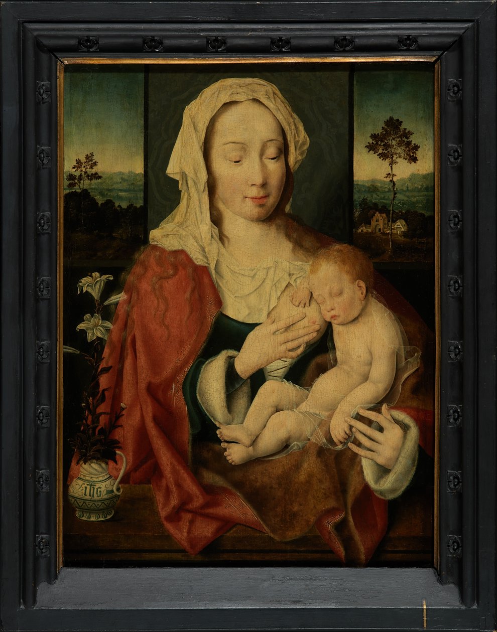 Hellig jomfru med sovende Jesusbarn (olje på panel) av Joos van Cleve