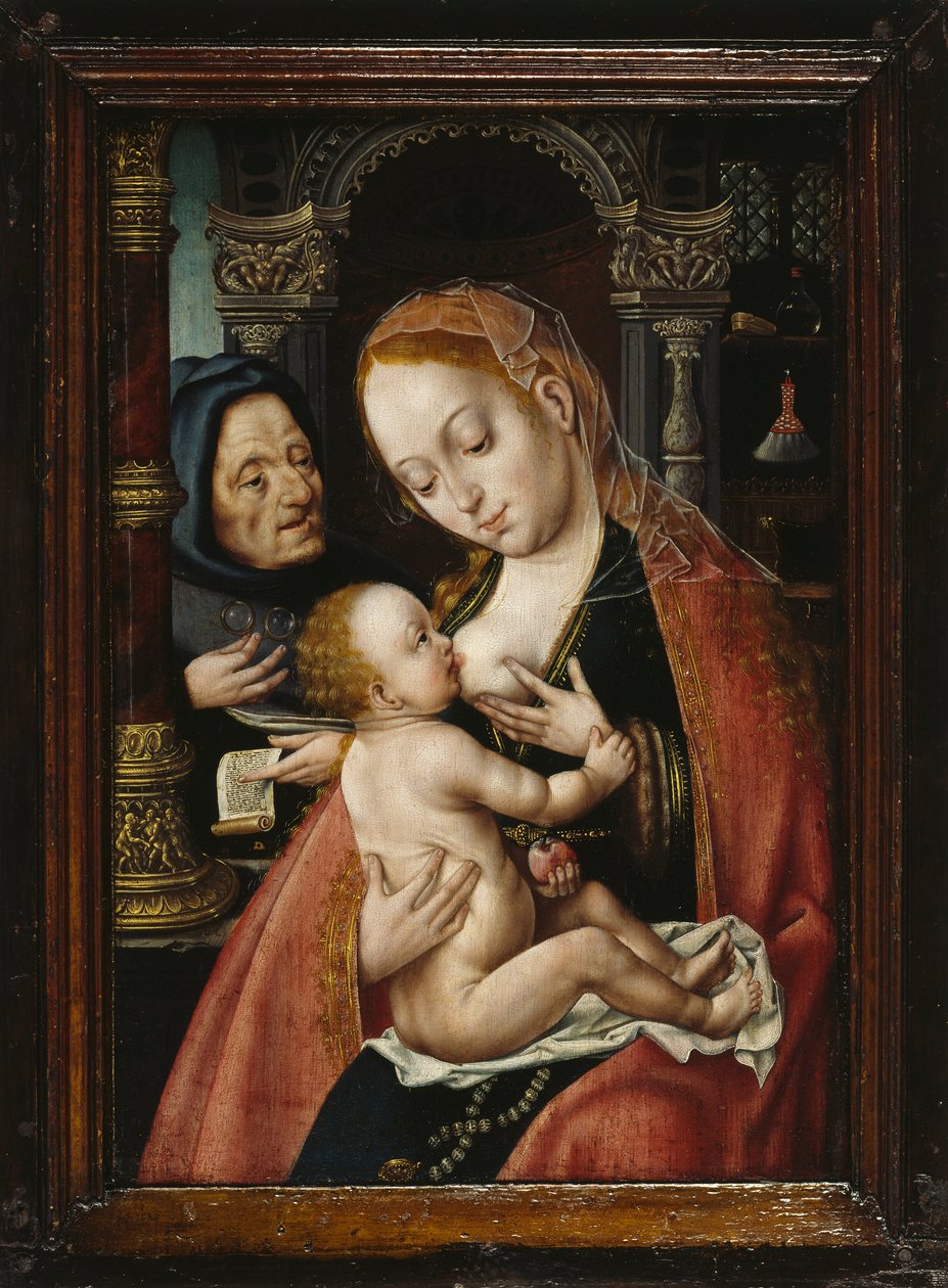 Den hellige familie, ca 1523-1530. av Joos van Cleve Circle of .