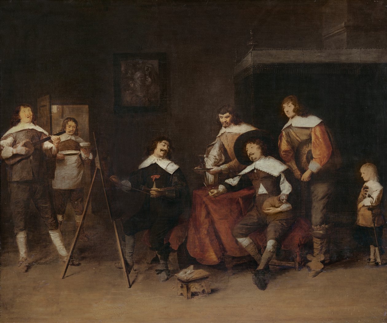 En kunstner som maler portrettet av en ung herre i Antwerpen av Joos van Craesbeeck