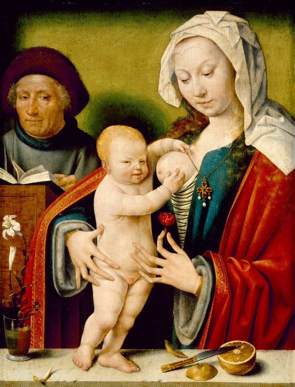 Den hellige familie av Joos van and workshop Cleve