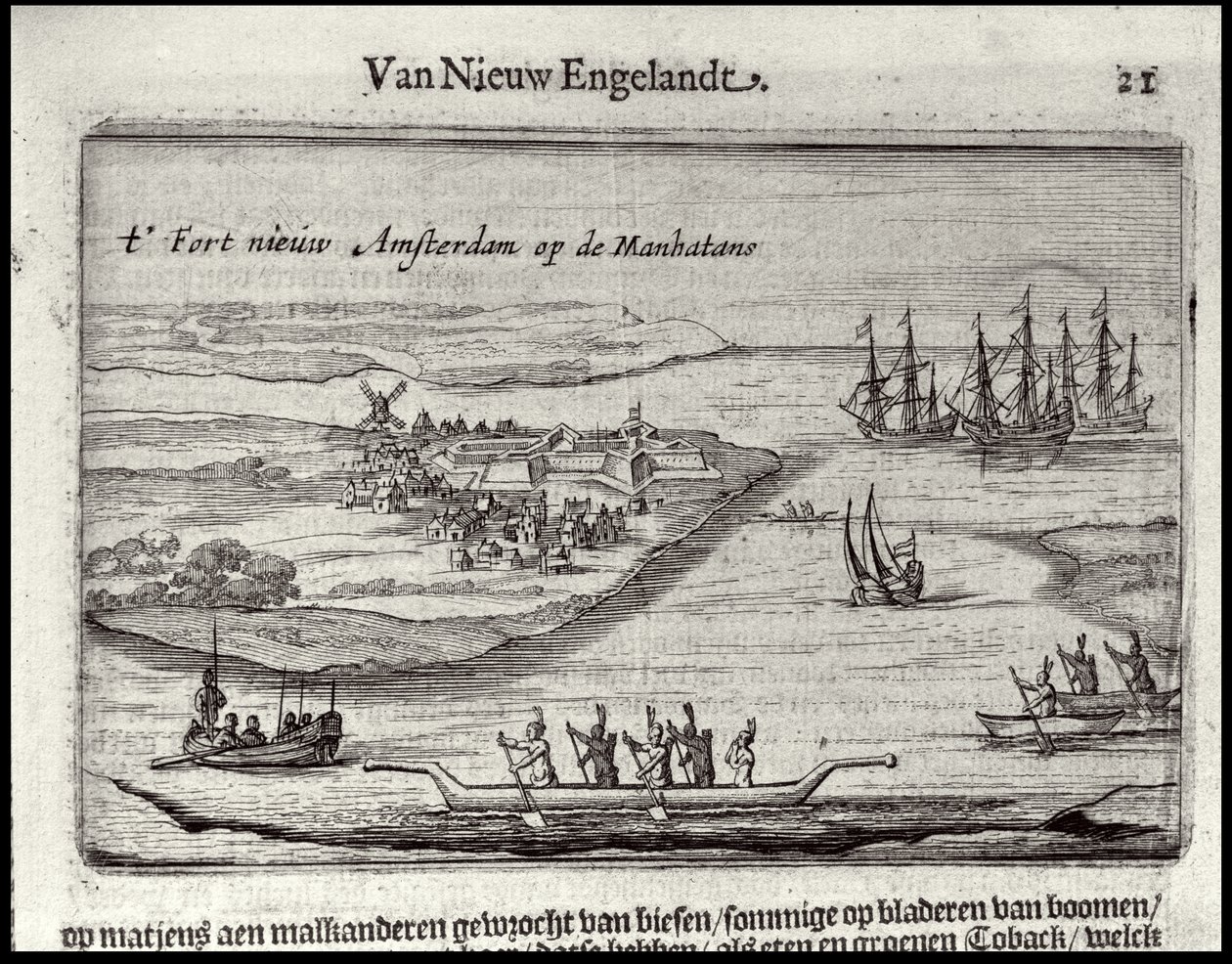 Utsikt over New Amsterdam, 1626-28 (kobberstikk) av Joost Hartgers