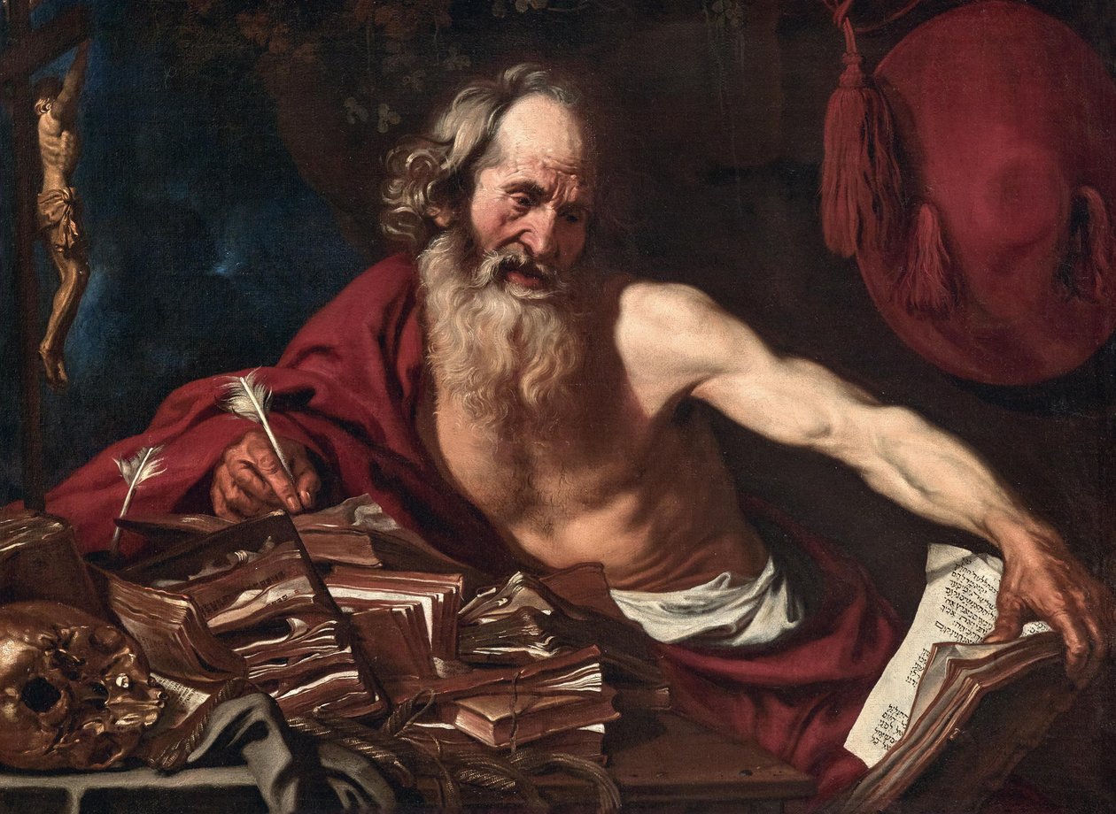 Den hellige Hieronymus i sin celle, 1654. av Joost Van de Hamme
