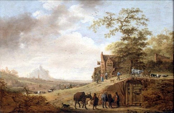 Et pastoralt landskap (panel) av Joost Vinck