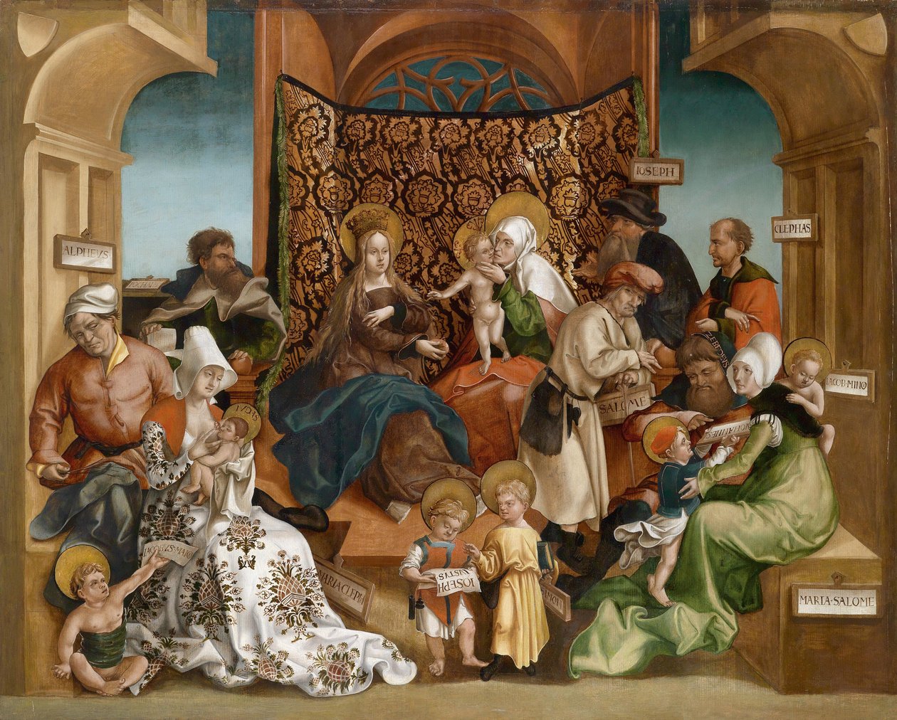 Sainte Parente (hele familien til Maria) - Det hellige slektskap - Maleri av Jorg (Joerg) Breu, den yngre (1510-1547) - Olje på tre - 106x132,5 - Privat samling av Jorg II Breu