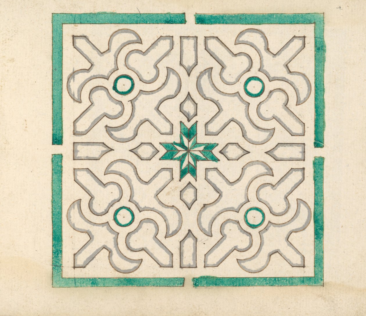 Album som inneholder 75 tegninger for hagespalier og Parterres, ca. 1610-40. av Jorg Rurfinger