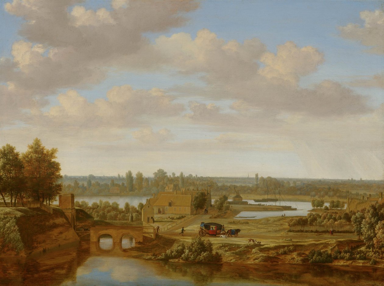 Panorama nær Arnhem med Rijnpoort av Joris van der Haagen or Hagen