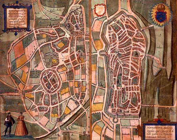 Kart over Autun og Nevers, fra 