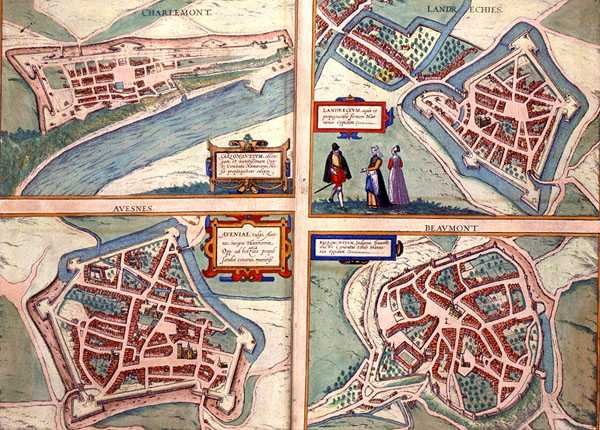 Kart over Charlemont, Landrechies, Avesnes og Beaumont, fra 