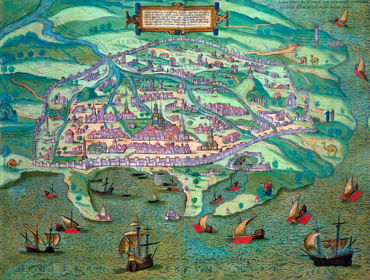 Kart over Alexandria, Egypt, c1572 av Joris Hoefnagel