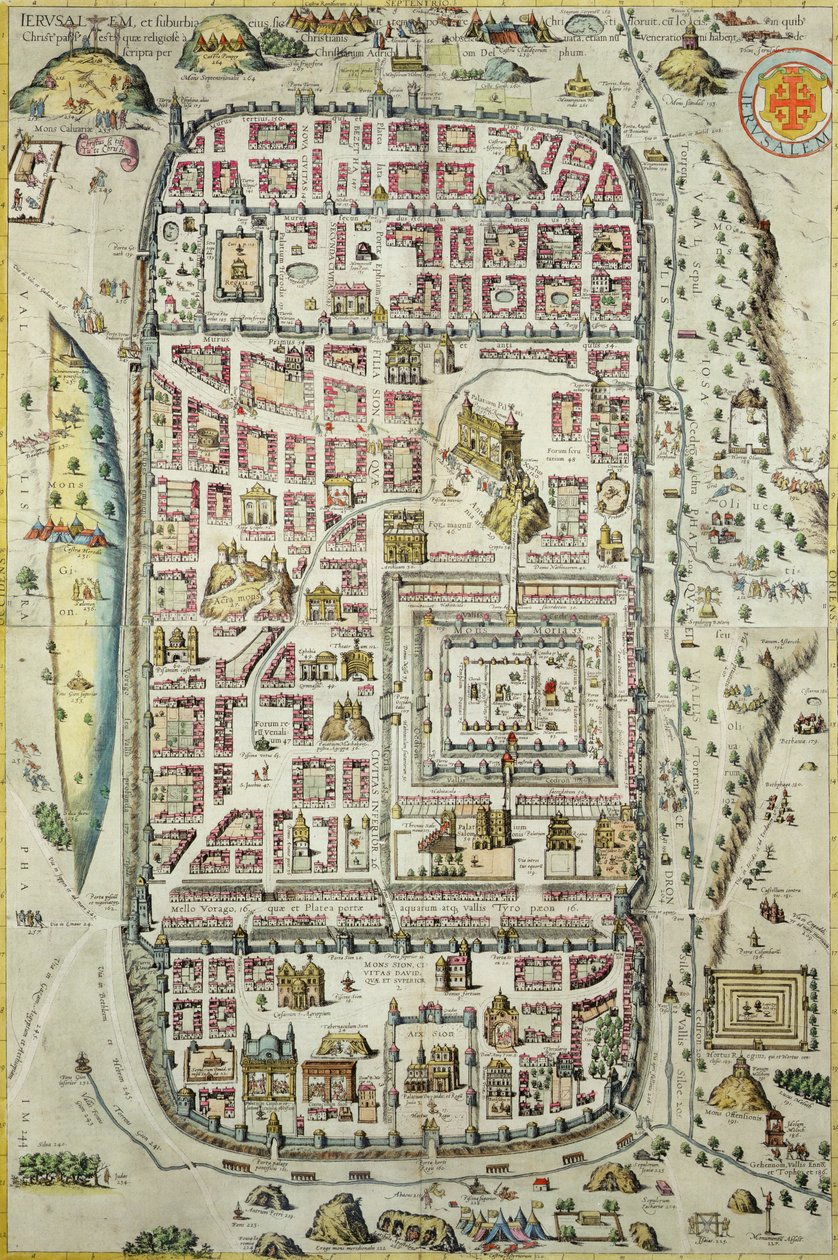 Kart over Jerusalem og området rundt, fra 
