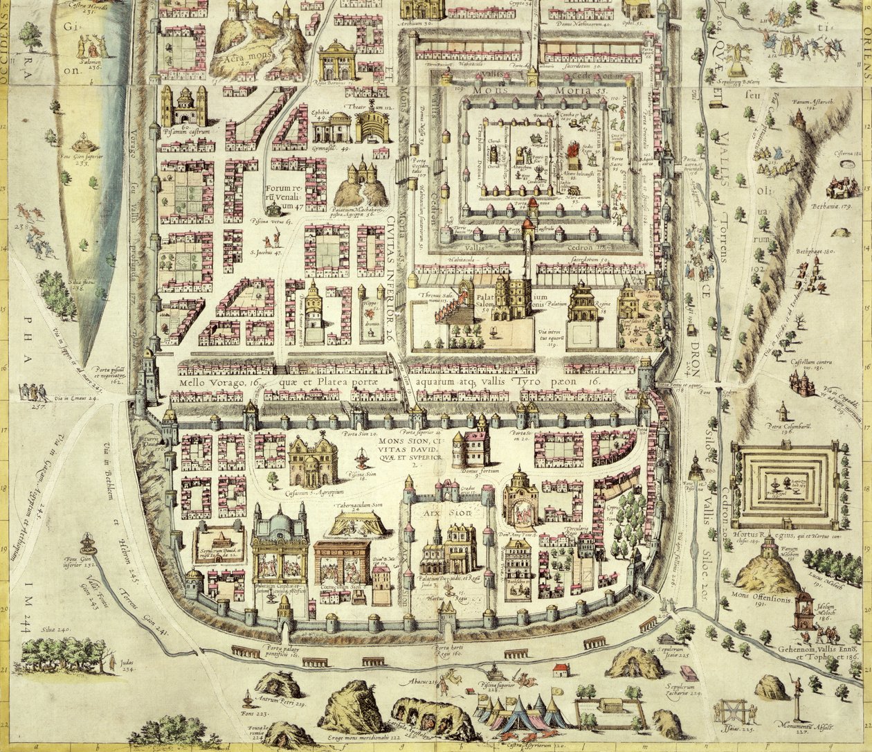 Kart over Jerusalem og området rundt, fra 