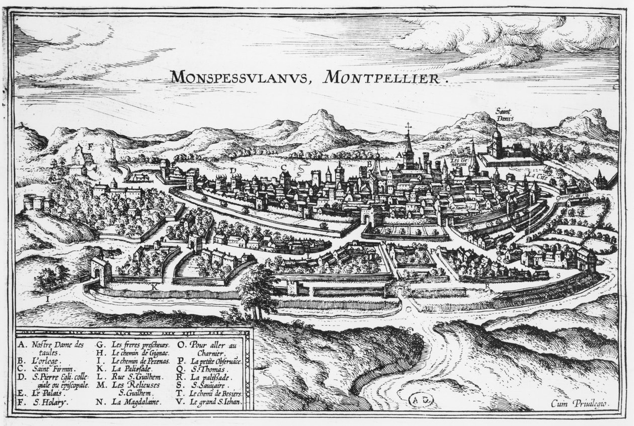 Kart over Montpellier, fra 