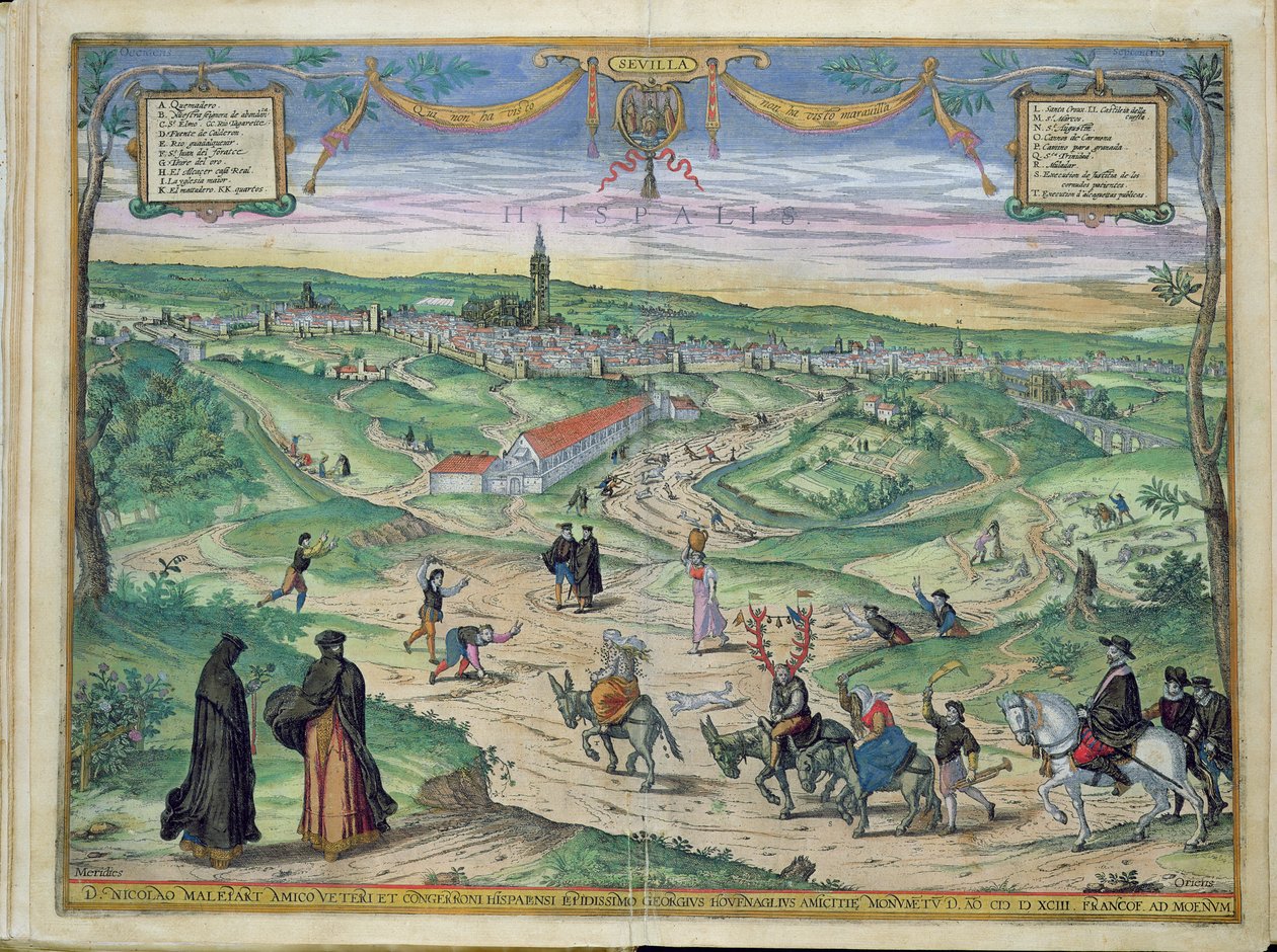 Byplan for Sevilla, fra 'Civitates Orbis Terrarum' av Georg Braun (1541-1622) og Frans Hogenberg (1535-90), 1593 (se 202049 for detaljer) av Joris Hoefnagel