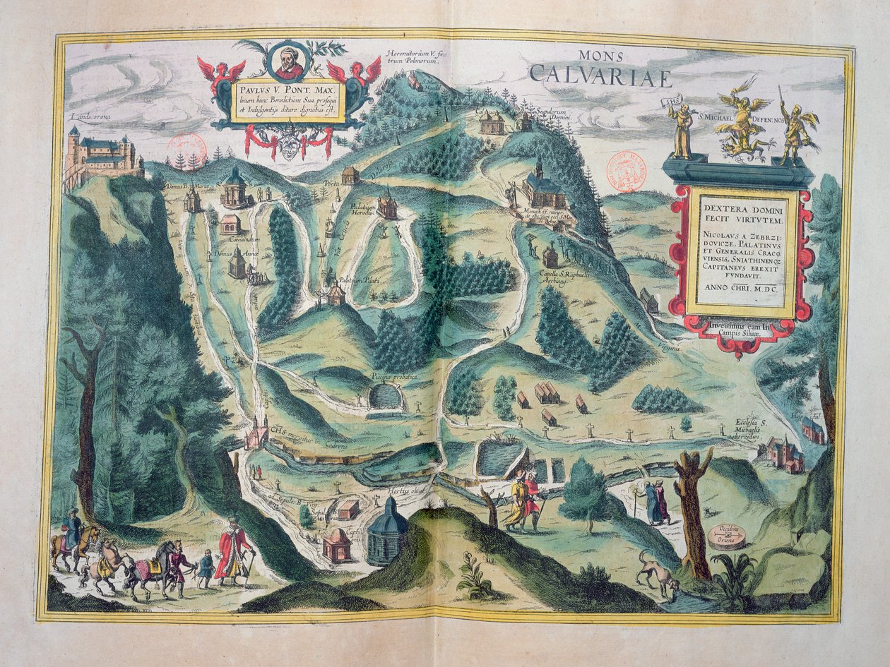 Utsikt over Zebrzydowski Golgata, fra 'Civitates Orbis Terrarum' av Georg Braun (1541-1622) og Frans Hogenberg (1535-90), ca. 1617 av Joris Hoefnagel