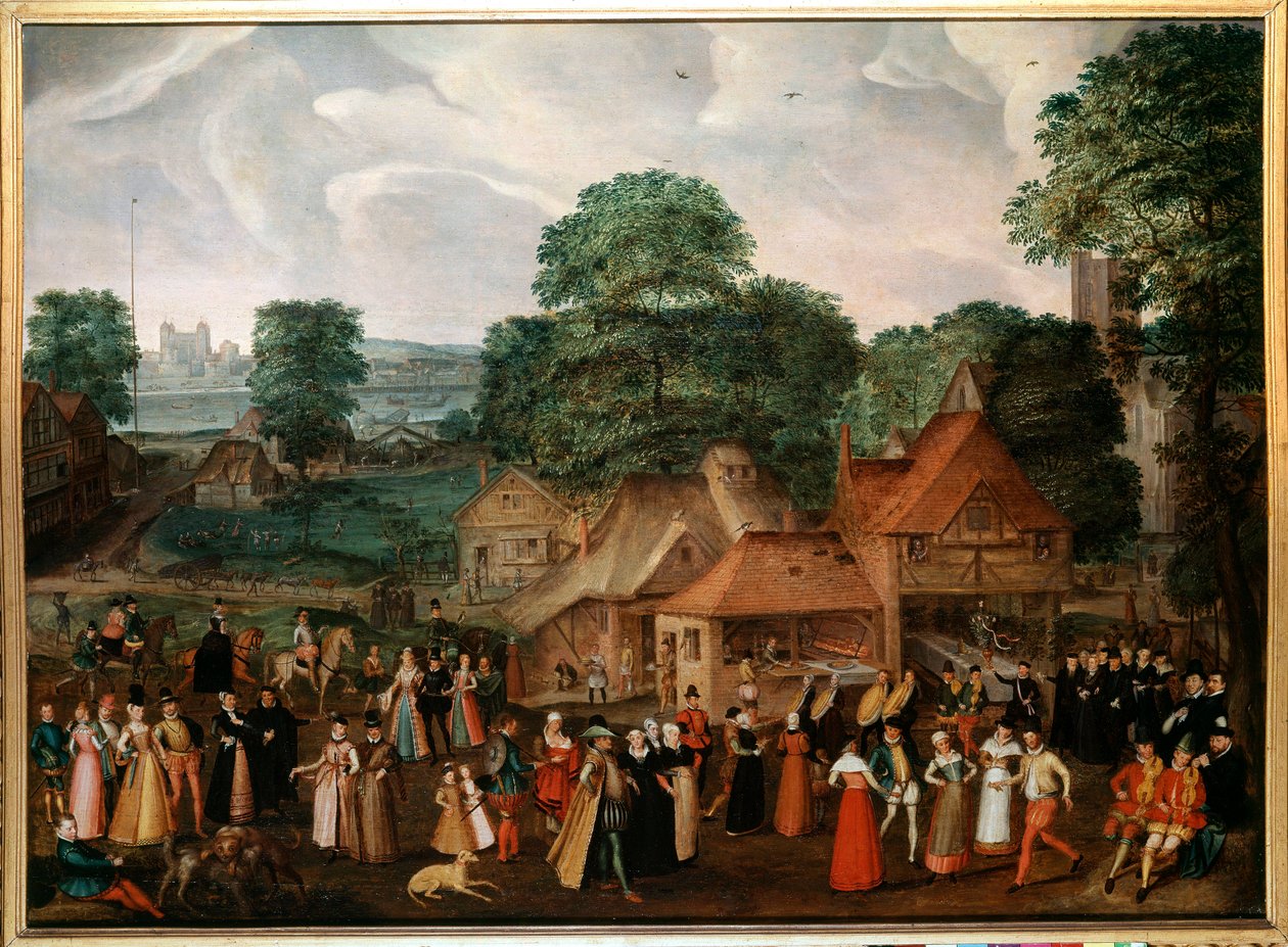 Bryllupsfest i Berdmondsey Maleri av Georges Hoefnagel (1542-1601) (ec.engl.) 1600 Privat samling av Joris Hoefnagel