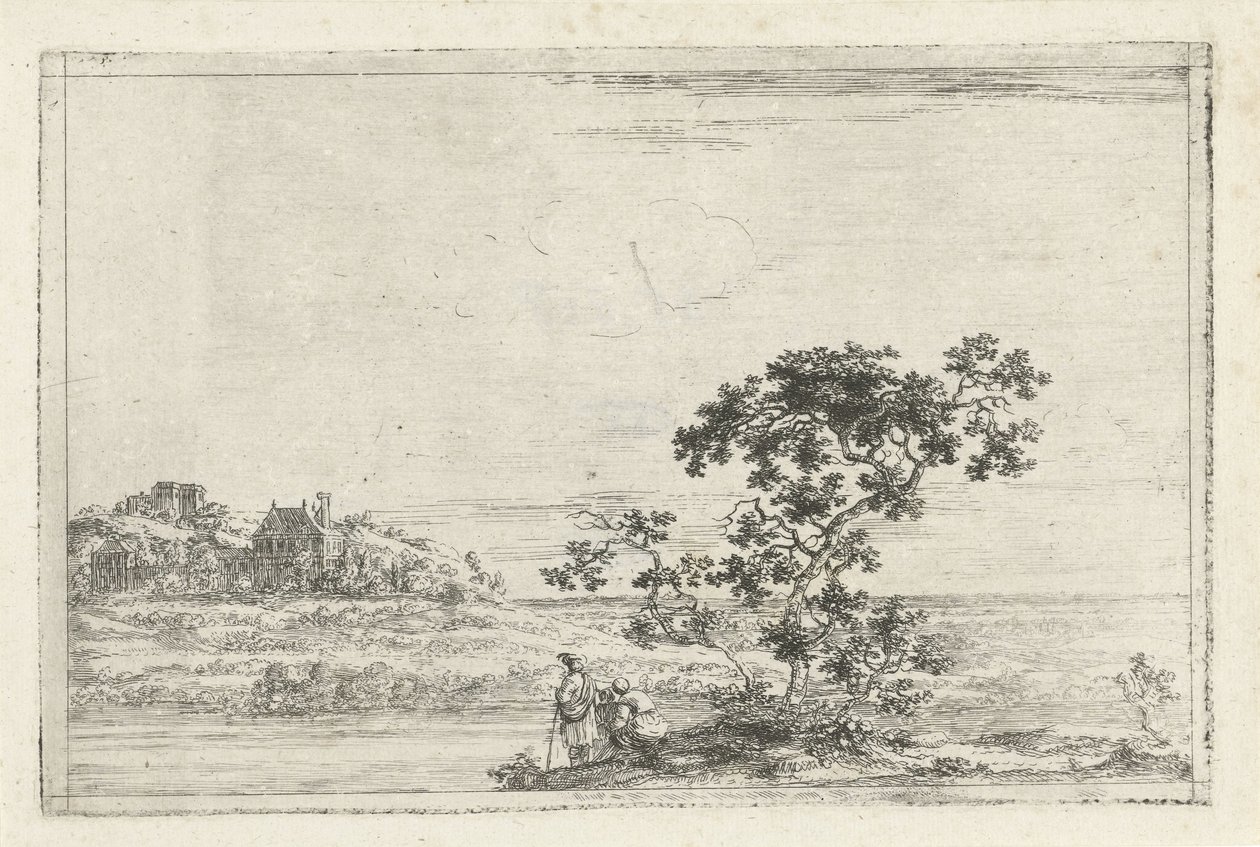 Landskap med figurer ved et tre av Joris van der Haagen