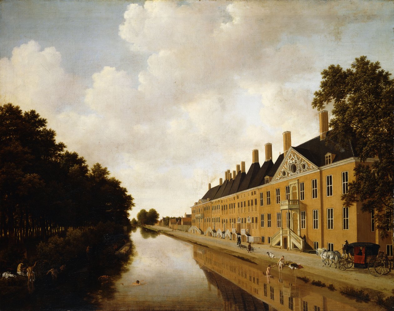En utsikt over Princessgracht, Haag, med utsikt mot Bezuidenhoutseweg og Post Singelgracht, ca. 1660 av Joris van der Hagen