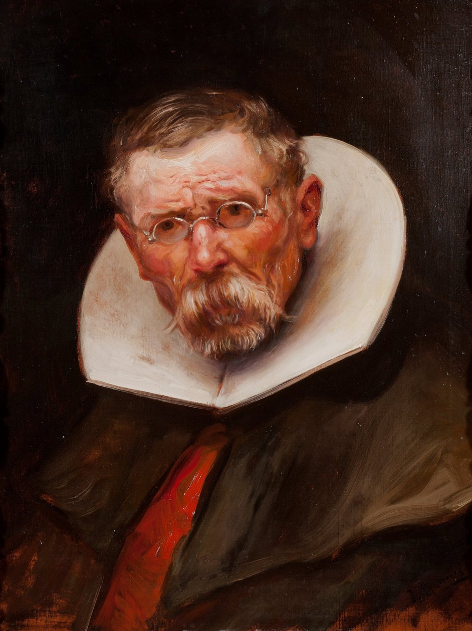 Portrett av en eldre mann kledd i stil med regjeringstiden til Filip III av José Llaneces