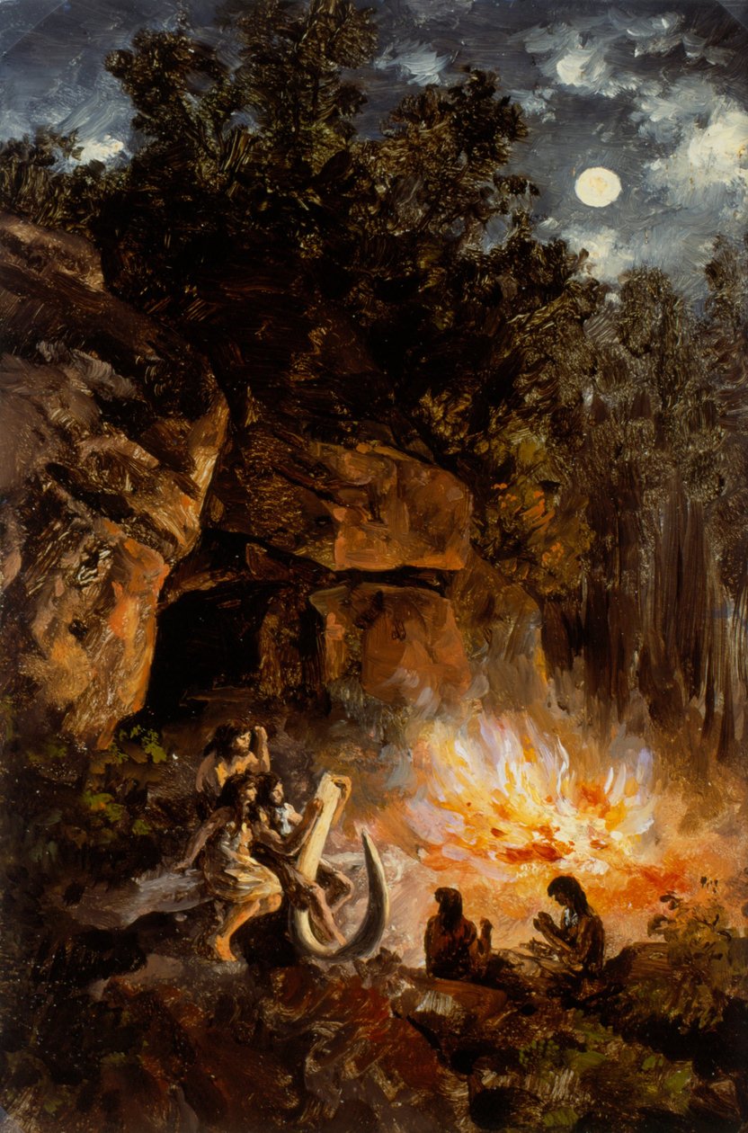 Scene fra den kvartære øvre paleolitiske perioden av José Marí Velasco