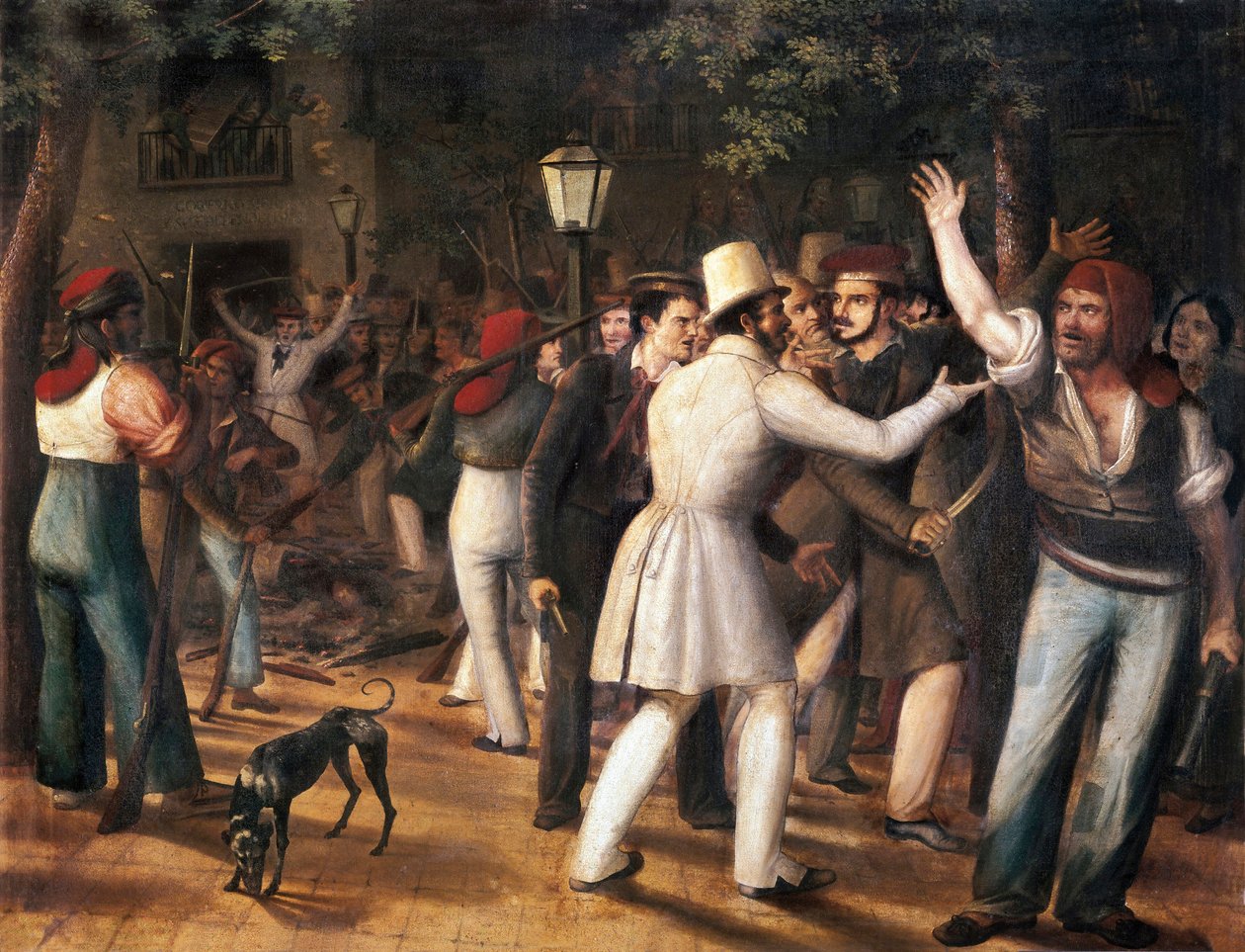 Mytteri på Ramblas, Barcelona (populært opprør 5. august 1835) av José Arrau y Barba