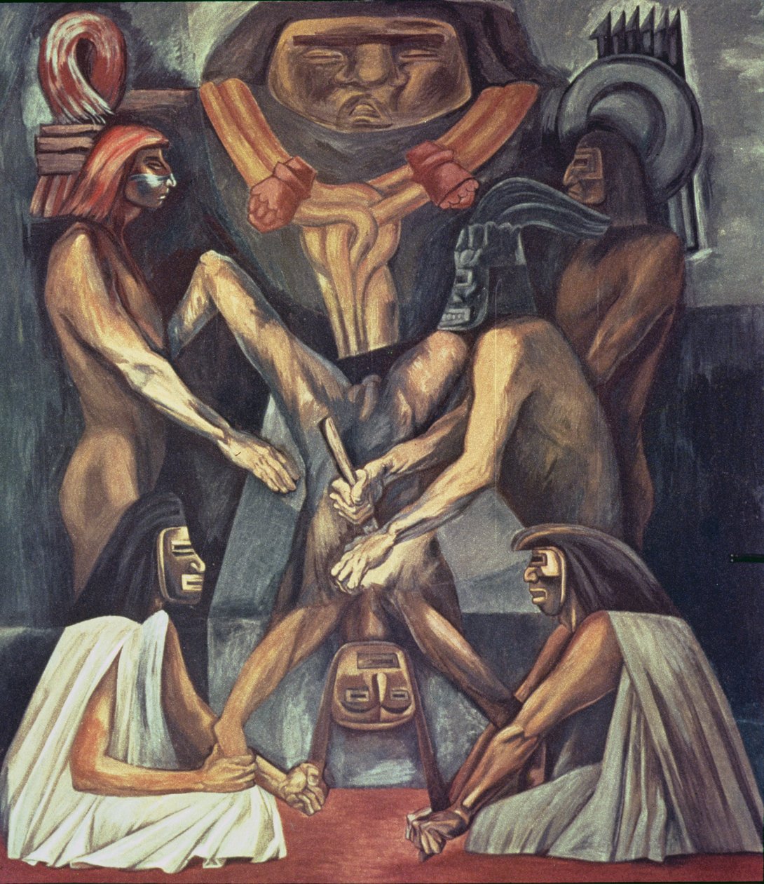 Gamle menneskeoffer. fra The Epic of the American Civilization av José Clemente Orozco