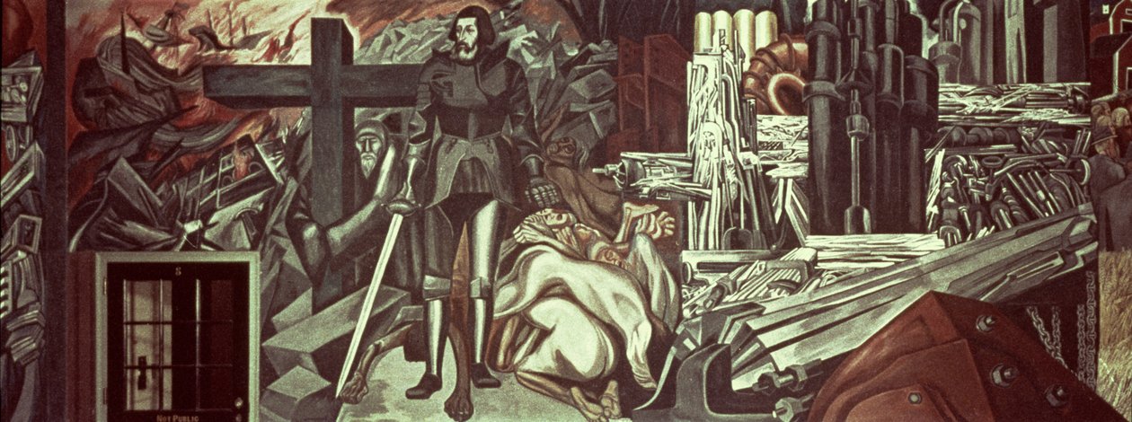 Cortez and the Cross, fra The Epic of American Civilization av José Clemente Orozco