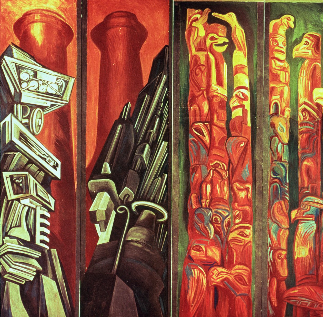 Dekorativt panel III, fra The Epic of American Civilization av José Clemente Orozco