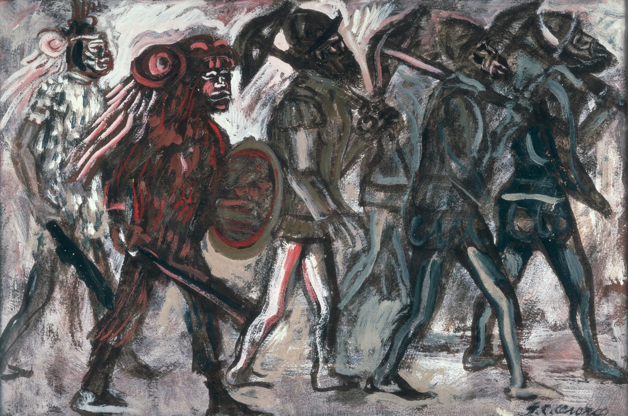 Los Teules, ca. 1945 (gouache på papir) av José Clemente Orozco
