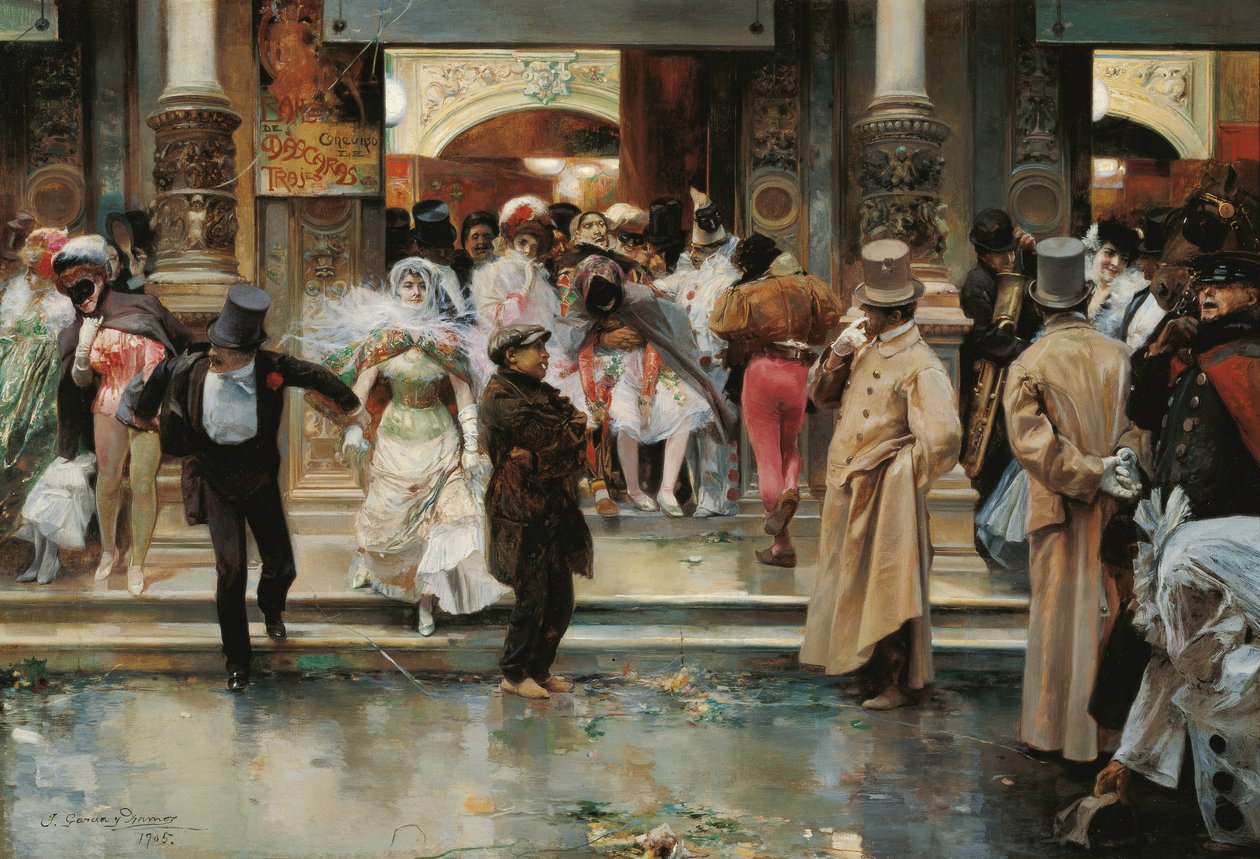 Leaving the Masqued Ball - Garcia y Ramos, Jose (1852-1912) - 1905 - Olje på lerret - 70,5x104,1 - Museo Carmen Thyssen, Malaga av José García Ramos