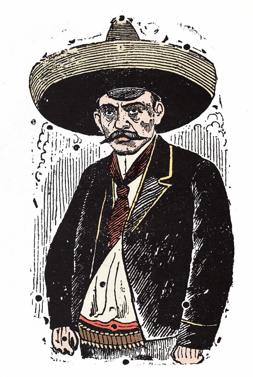 Emiliano Zapata (1880-1919), meksikansk revolusjonær. Xylografi av Jose Guadalupe Posada (1852-1913). av José Guadalupe Posada