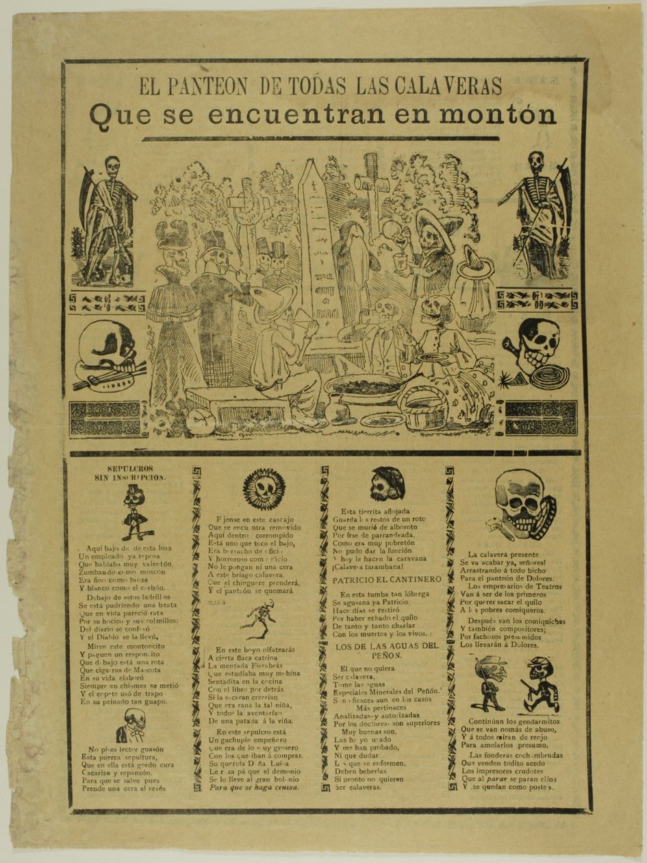 Mausoleet for alle Calaveras som er funnet i en haug av José Guadalupe Posada