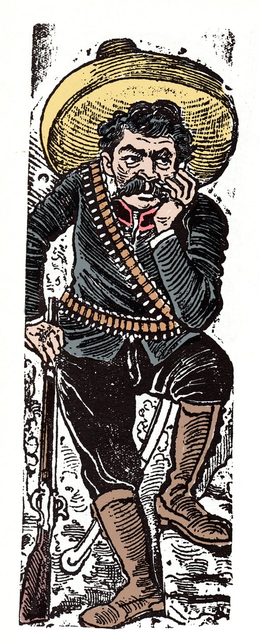 Den meksikanske revolusjonen (1910-1920) - El General Genovevo de la O, en revolusjonær tilhenger av Emiliano Zapata - Xylografi av Jose Guadalupe Posada (1852-1913) av José Guadalupe Posada