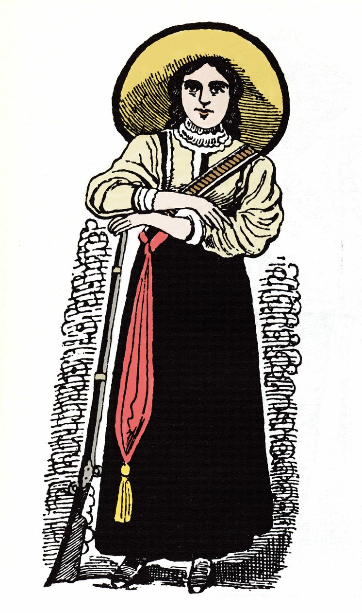 Den meksikanske revolusjonen (1910-1920): Meksikansk kvinnelig soldat. Xylografi av Jose Guadalupe Posada (1852-1913). av José Guadalupe Posada