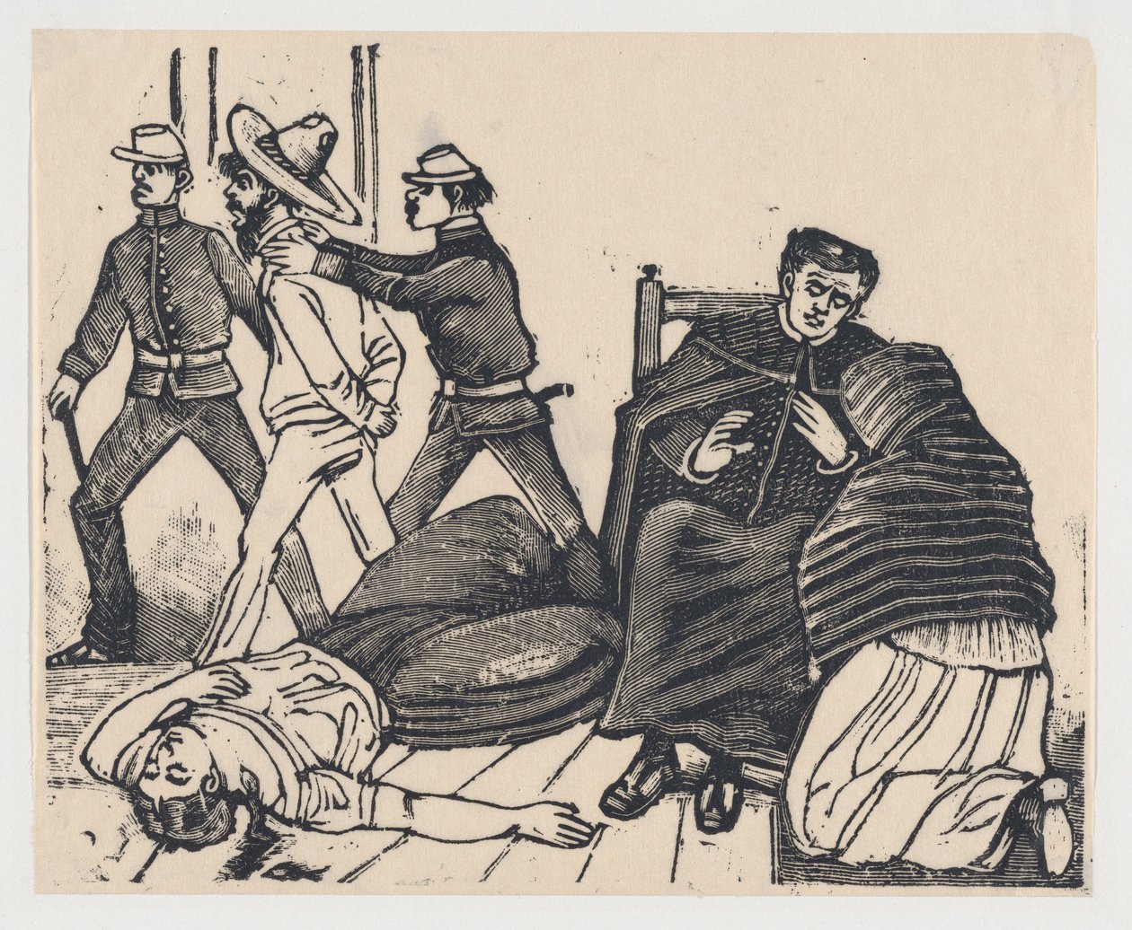 Dobbeltmordet i Puente de los Gallos, ca. 1905-1910., ca. 1905-1910. av José Guadalupe Posada