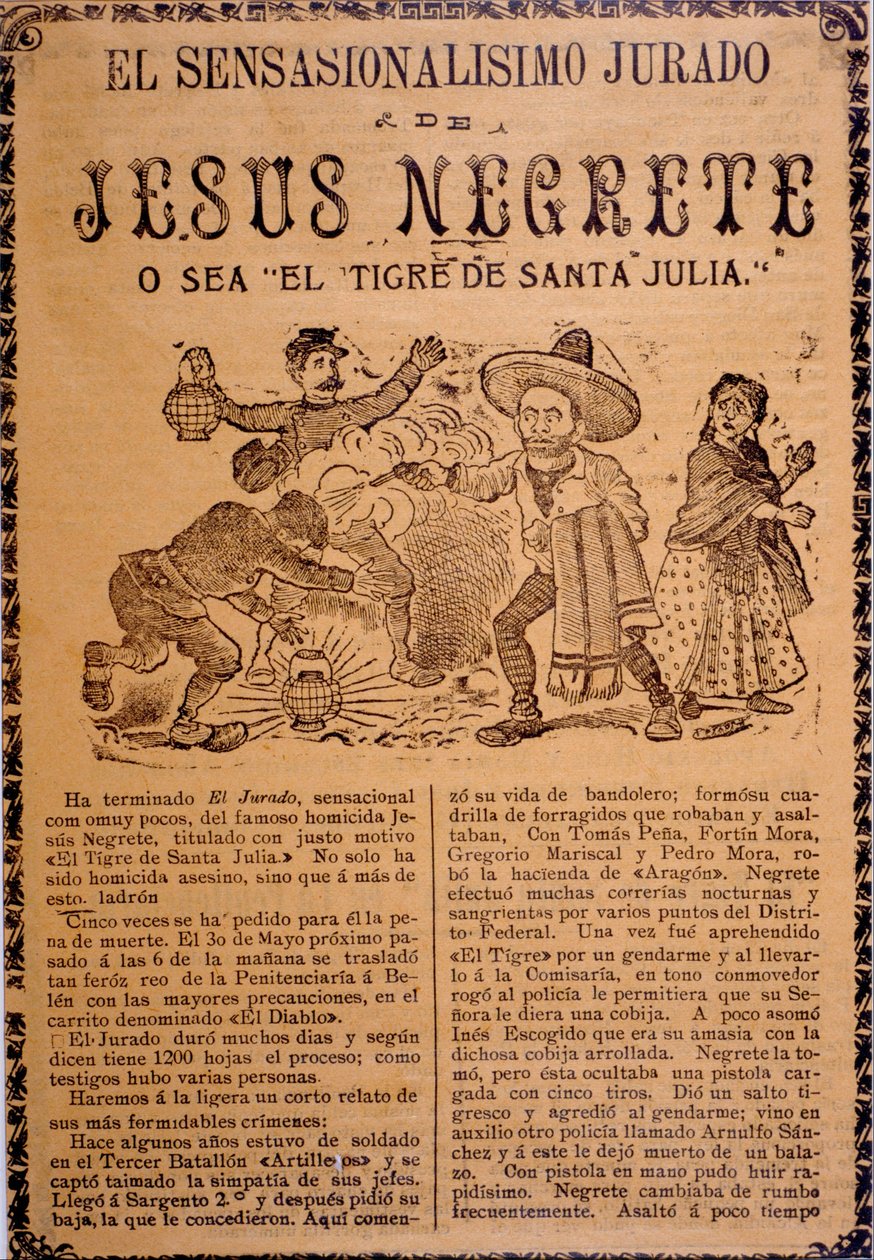 Det veldig oppsiktsvekkende plottet til Jesús Black, også kjent som The Tiger of Santa Julia av José Guadalupe Posada