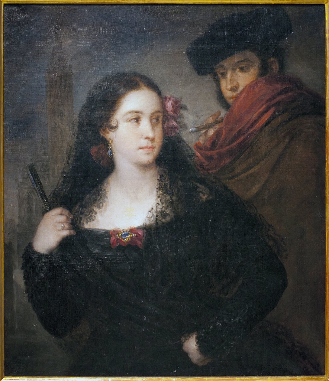 Et par hyggelige mennesker. Maleri av Jose Gutierrez de la Vega (1791-1865), olje på lerret, ca 1830. Museum of Fine Arts i Sevilla, Spania. av José Gutiérrez de la Vega