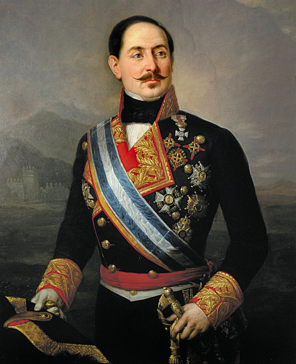 Portrett av Francisco Serrano y Dominguez (1810-1885), spansk soldat og politiker, leder av Liberal Union, president for den første republikken i 1874 av José María Romero y López