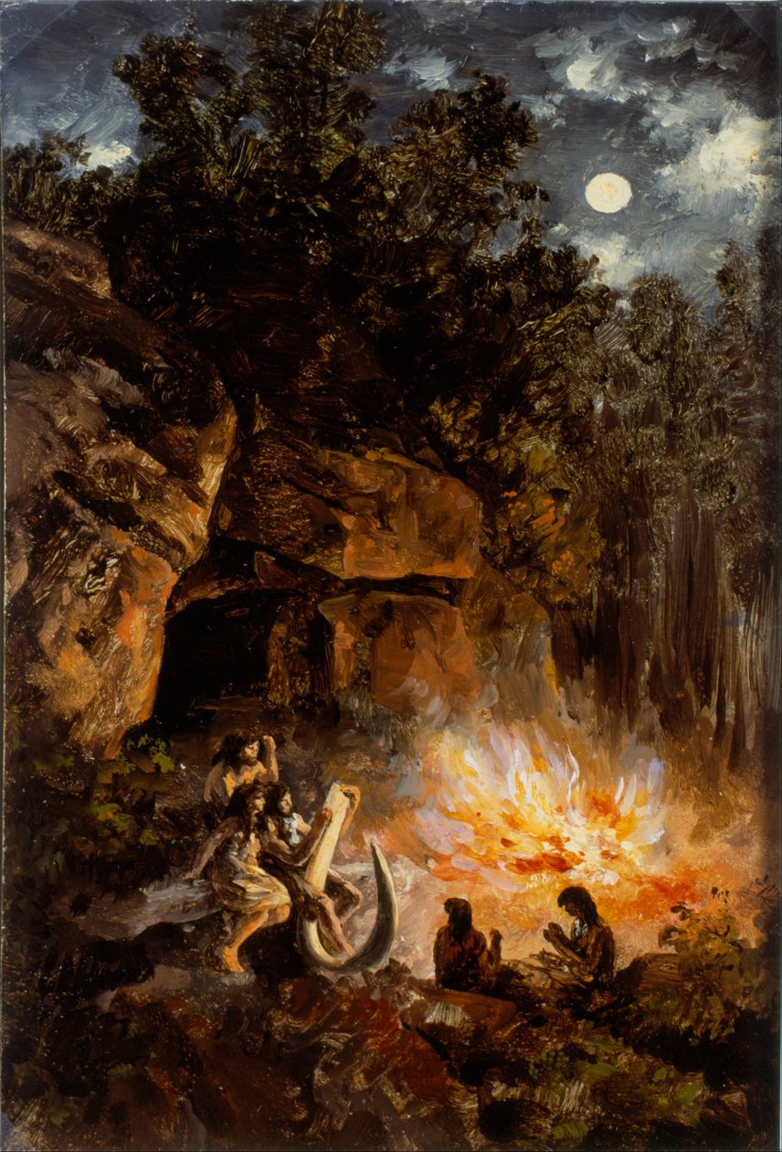 Scene fra den kvartære øvre paleolittiske perioden av José María Velasco