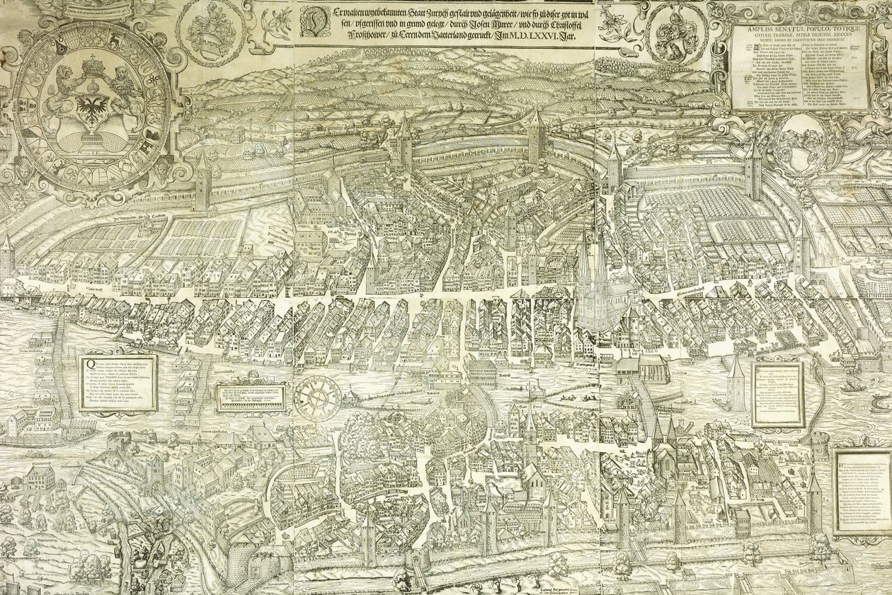 En utsiktsplan for Zürich, 1576 av Jos Murer