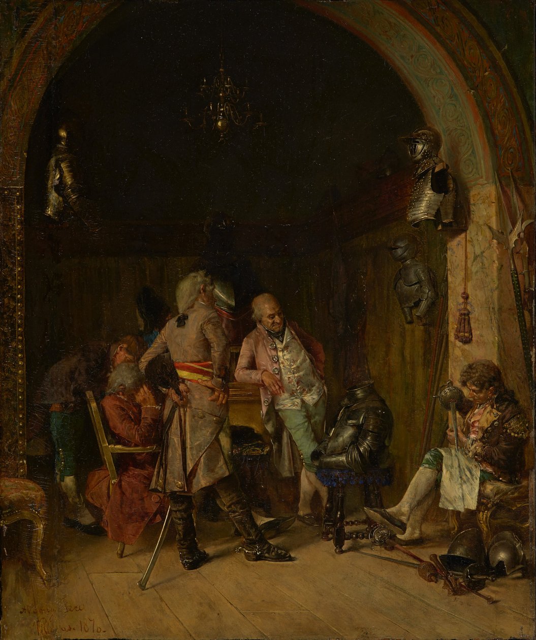 Undersøker antikke våpen, 1870. av José Villegas Cordero