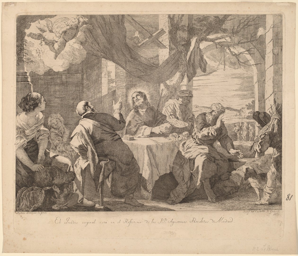 Nattverden i Emmaus av José del Castillo, after Mateo Cerezo the younger