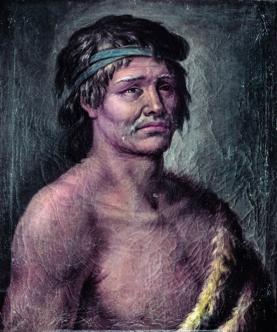 Portrett av en indianer fra Patagonia, tegning laget under ekspedisjonen til Alessandro Malaspina i Sør-Amerika, ca. 1791 (tegning) av José del Pozo
