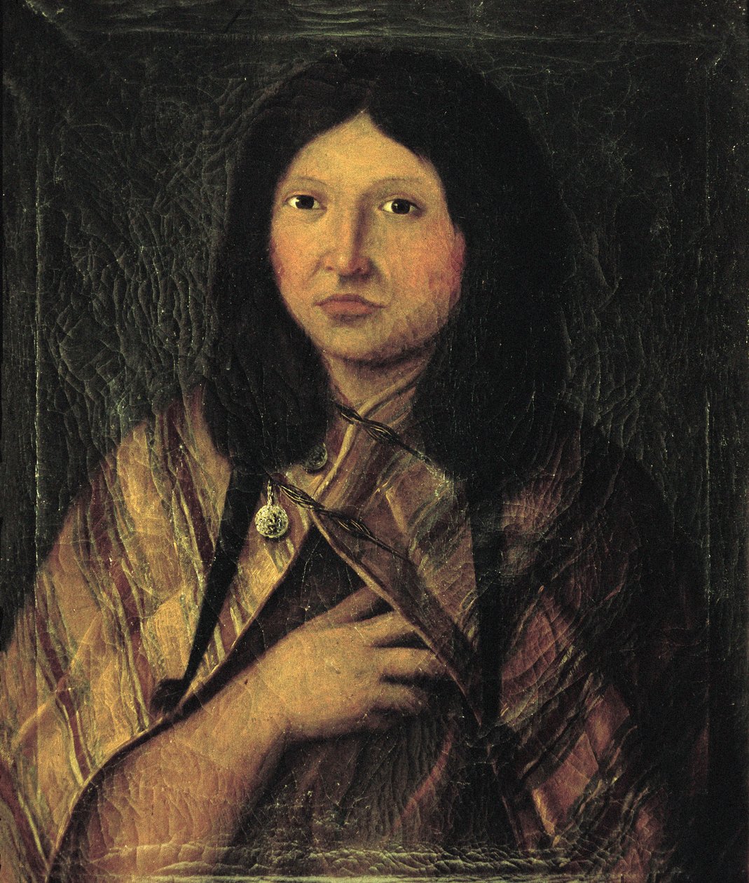 Portrett av en indisk kvinne fra Patagonia, tegning laget under Alessandro Malaspinas ekspedisjon til Sør-Amerika ca. 1791 (tegning) av José del Pozo