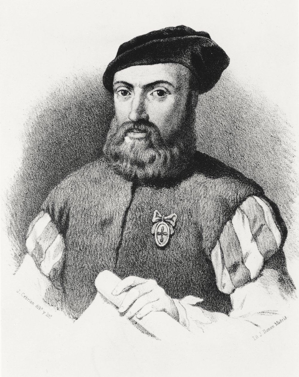 Ferdinand Magellan (ca. 1480-1521) (litografi) av Jose Cebrian Garcia