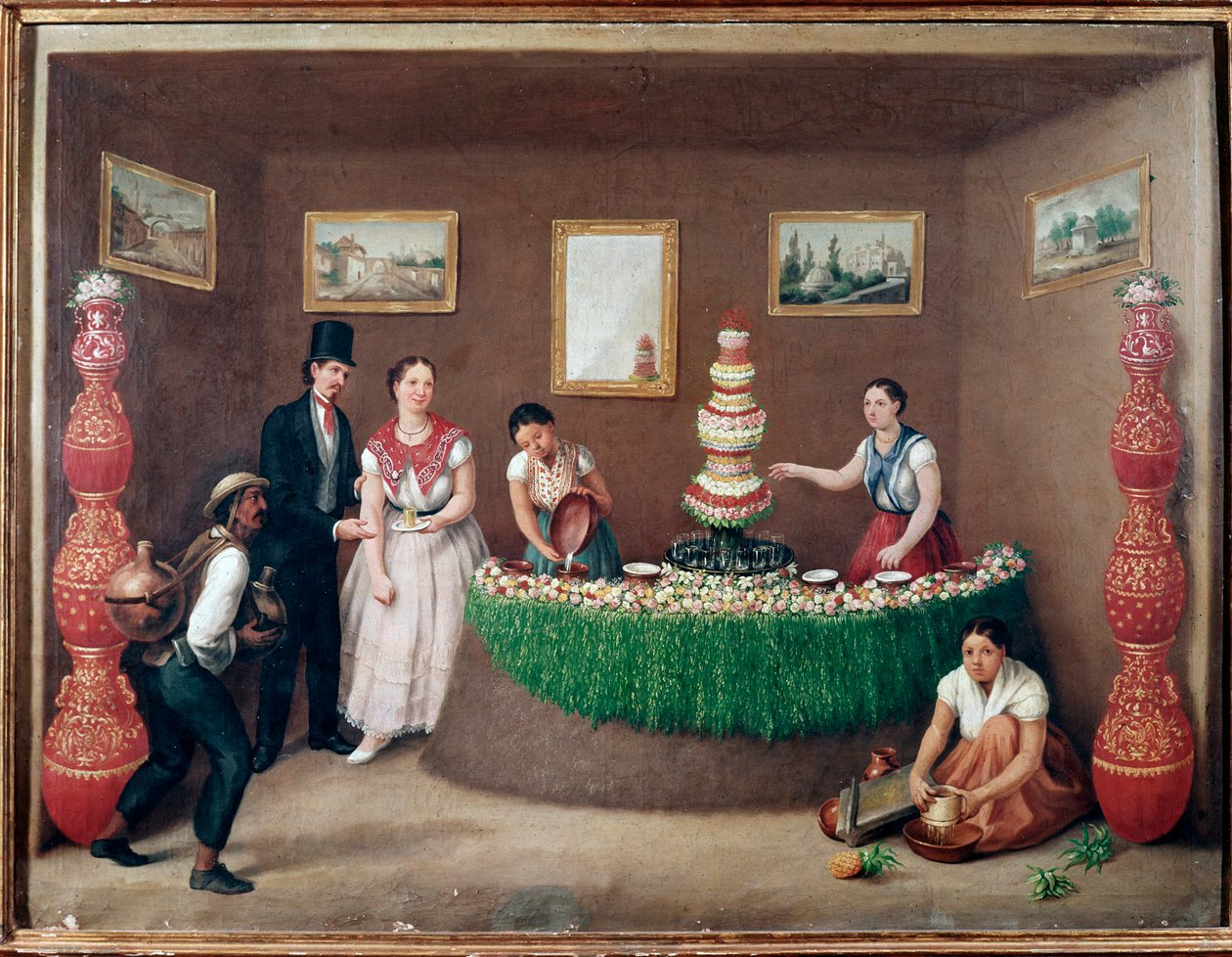 Chufa Horchata Sellers (Orxata de Xufa eller Orxata De Xufla) Maleri av Augustin Arriete (1800-tallet) Mexico City, Historisk nasjonalmuseum, Chateau av Jose Agustin Arrieta