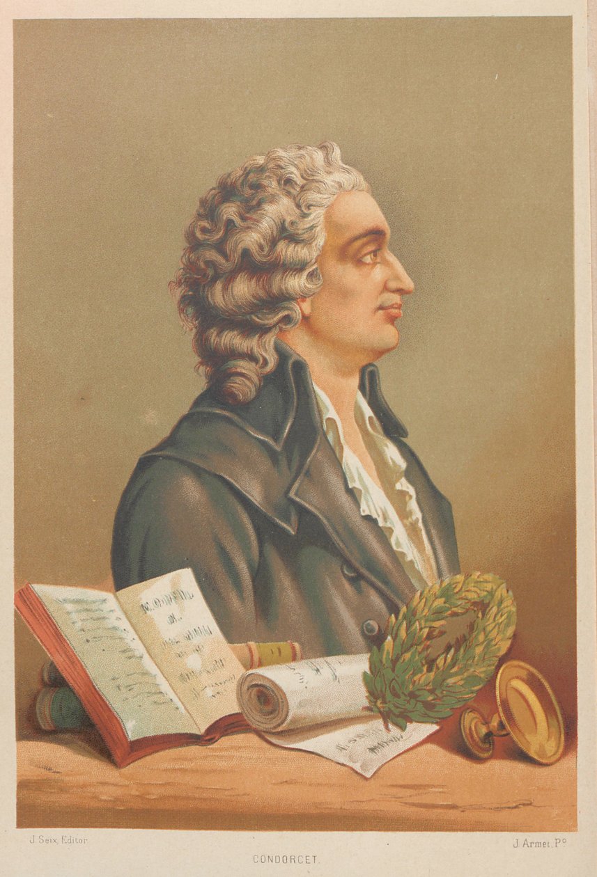 Portrett av Marie Jean Antoine Nicolas Caritat, Marquis de Condorcet 1743-1794, 1879. av Jose Armet Portanell